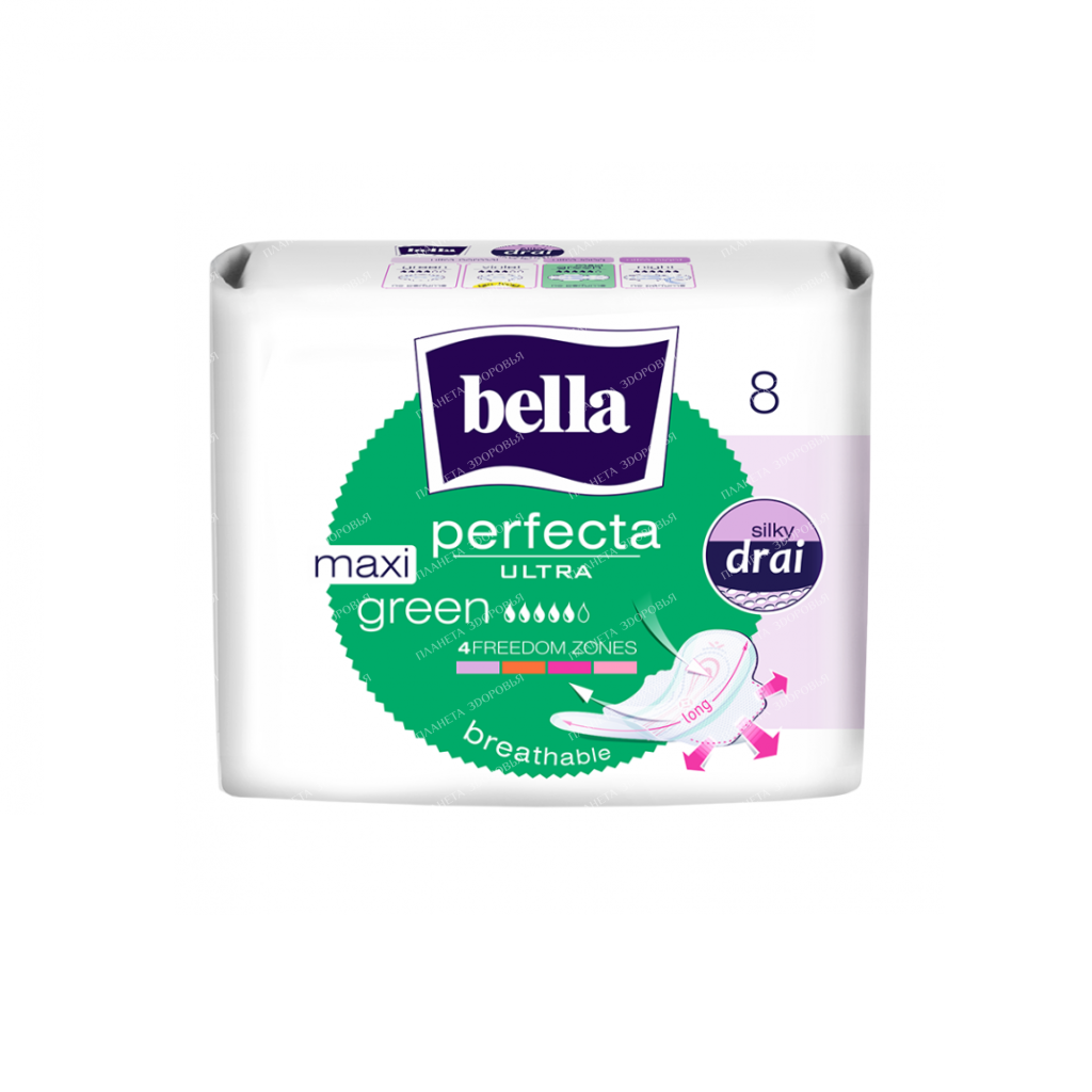 Bella Perfecta ultra maxi Green Ultra-thin feminine sanitary pads 8 pcs