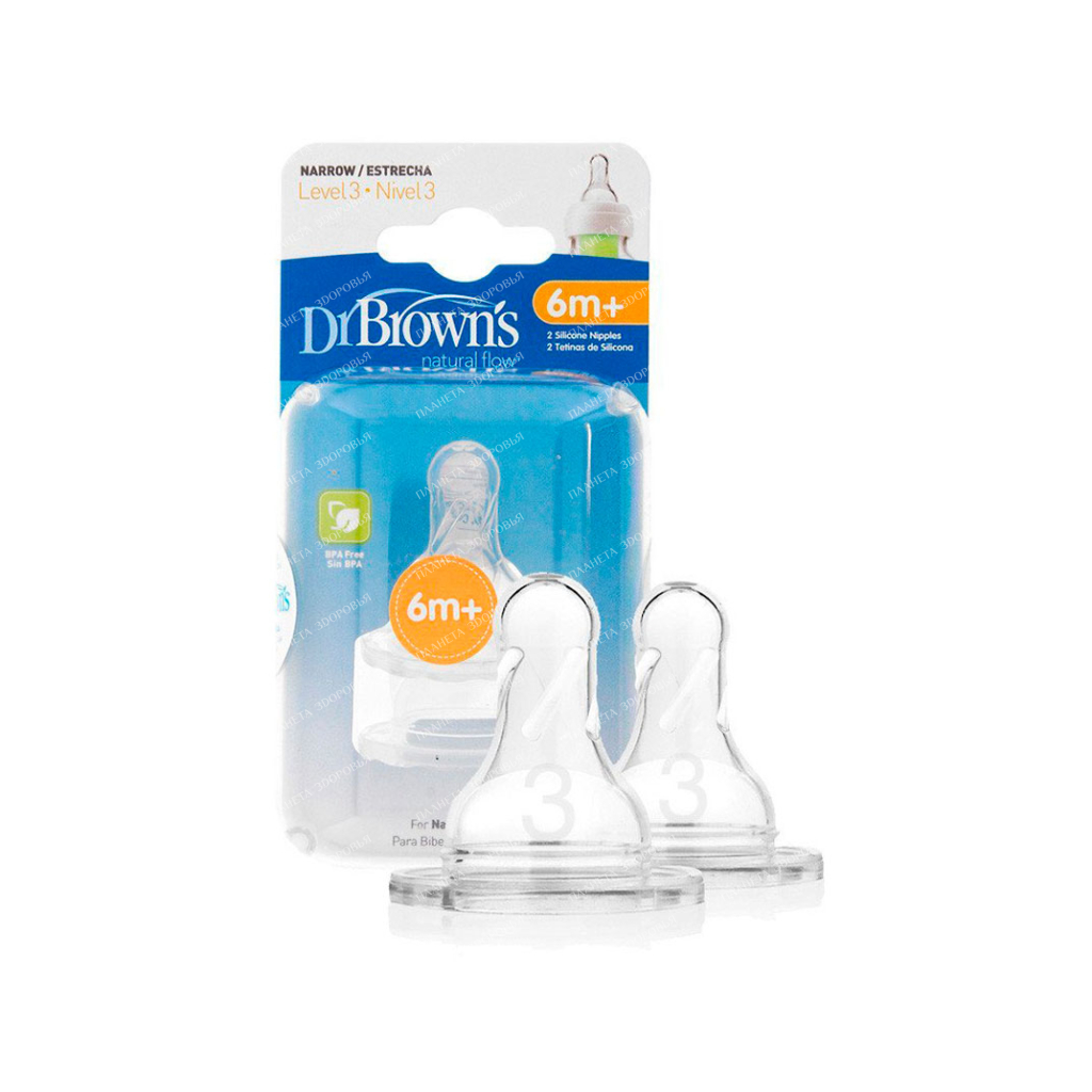 Dr.Brown`s Baby silicone nipple level 3 (2 pcs) art.332 (from 6 months)