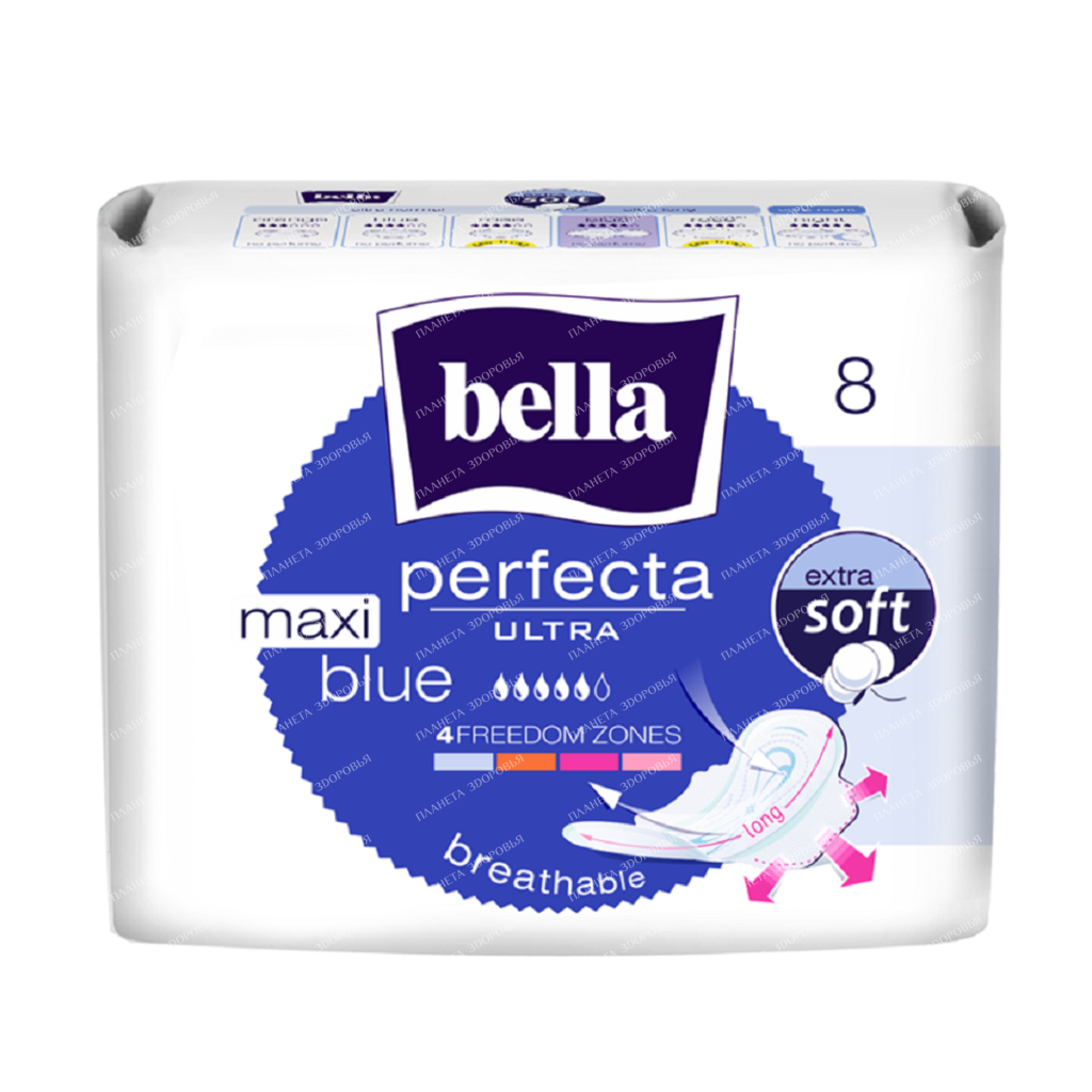 Bella Perfecta ultra maxi Blue Ultra-thin feminine sanitary pads 8 pcs