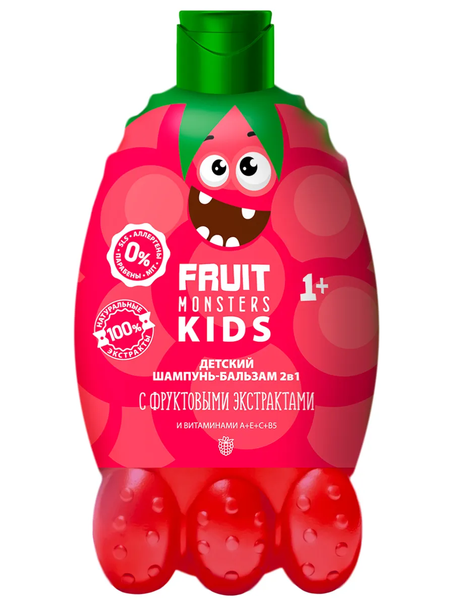 Mega Monsters Kids 2-in-1 Shampoo and Hair Balm Raspberry 400 ml