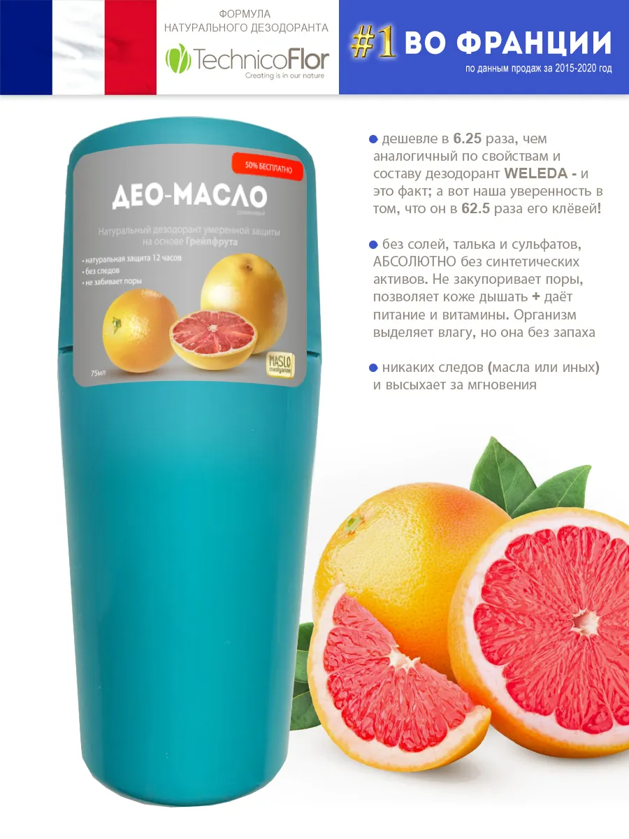 Organic Shock Grapefruit Roll-On Deodorant Oil 75 ml