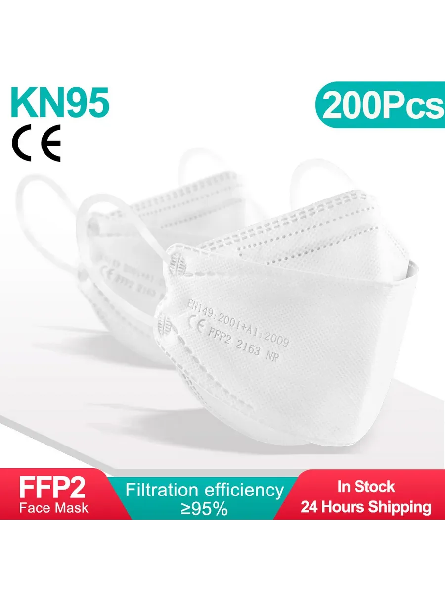 ETUUFI FFP2 Black Protective Adult Face Masks 200 Pack Mask 200 Count