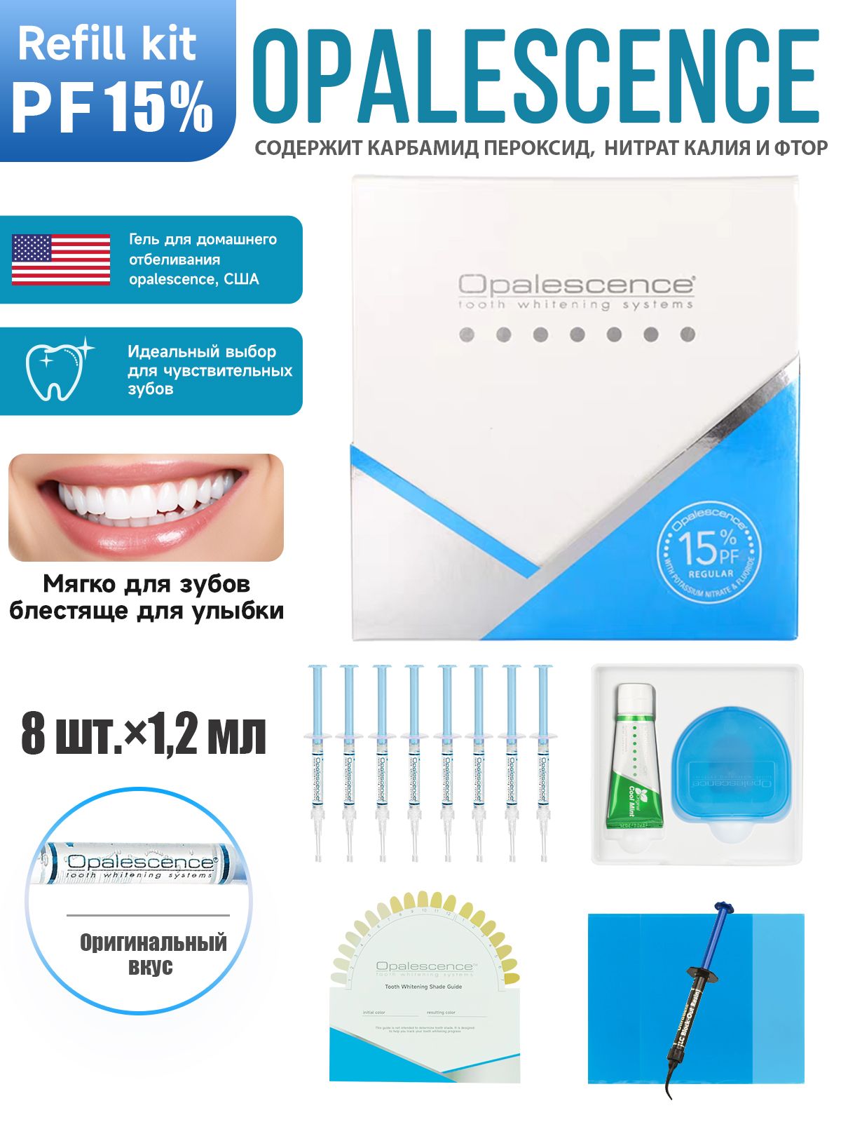 Opalescence PF 15% Teeth Whitening Gel Original Flavor 8 Pack