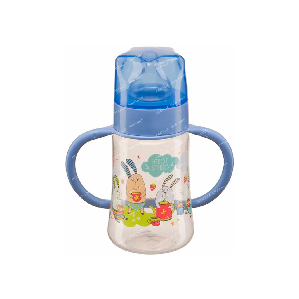 Happy Baby Feeding bottle with handles and silicone nipple "BABY BOTTLE" (wide mouth), art.10008 (lilac)