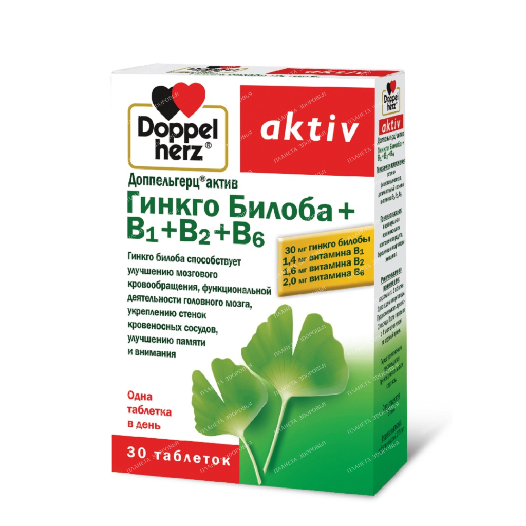 Doppelgerz Active Ginkgo Biloba+B1+B2+B6 tablets №30