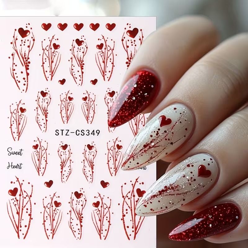 GYY-story Nail Decor Water Stickers Red Blister Pack 1
