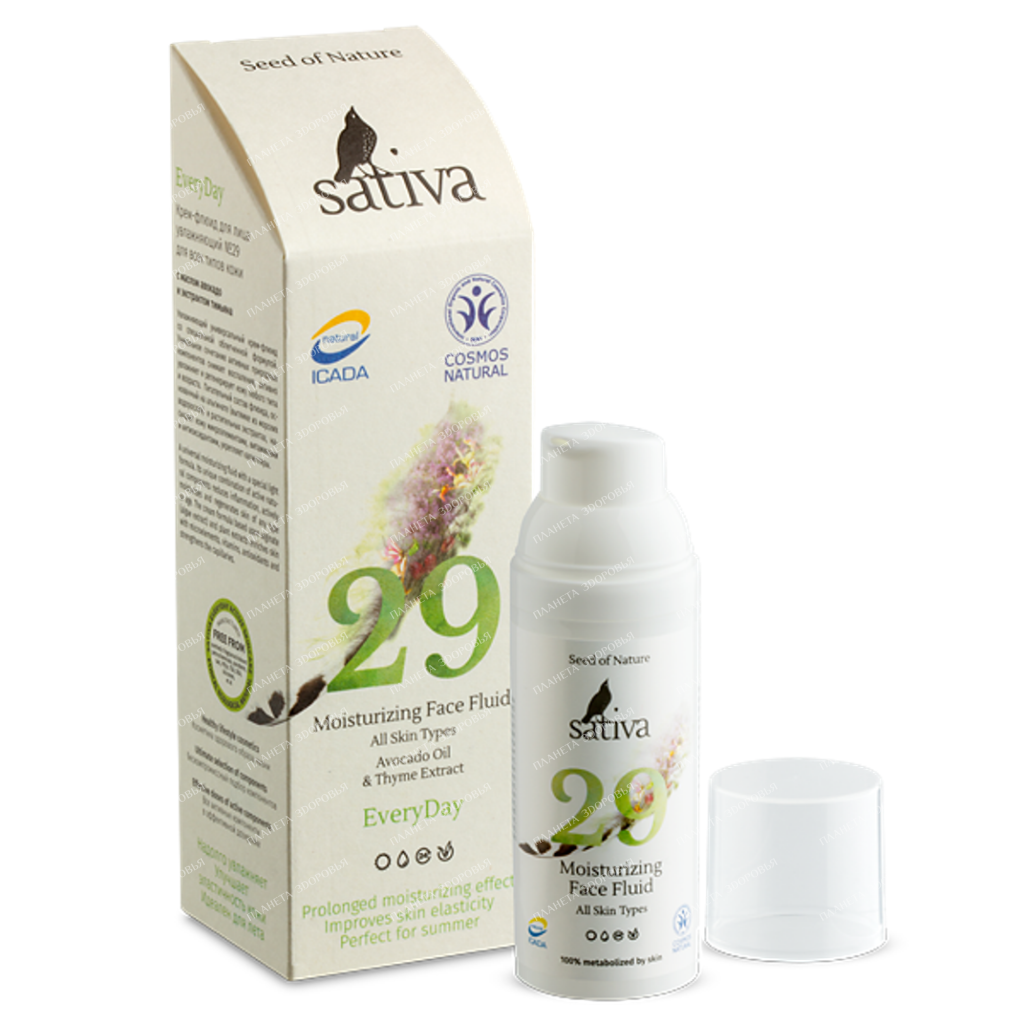 SATIVA Moisturizing face fluid cream for all skin types No. 29, 50ml
