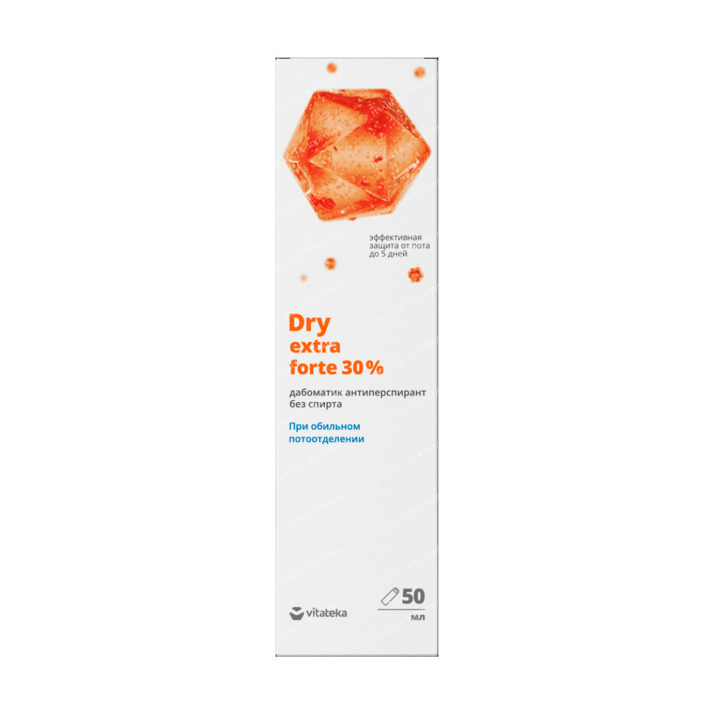 VITATEKA Antiperspirant "Dry extra forte" dabomatic without alcohol against profuse sweating 30%, 50 ml