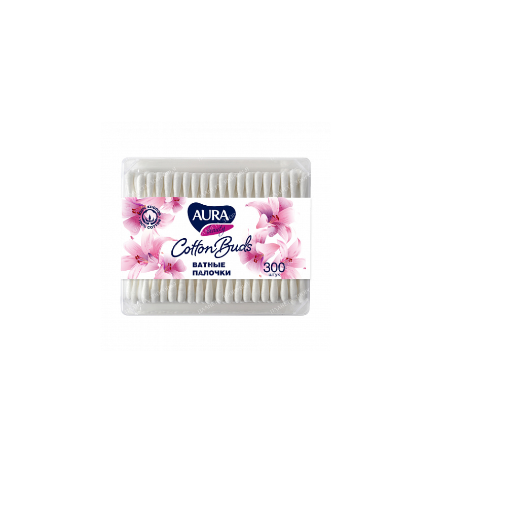 AURA beauty Cotton buds (polyethylene bag), 300 pcs