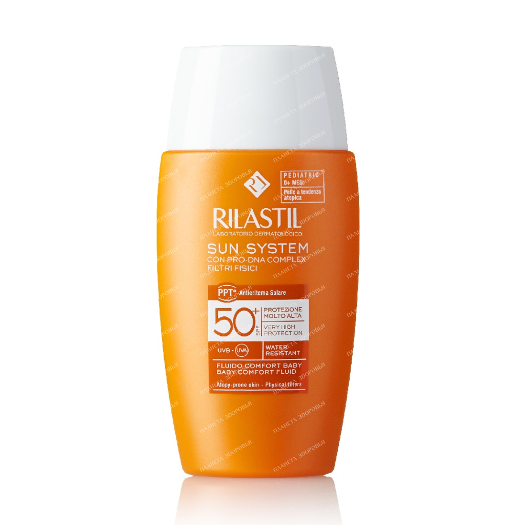 Rilastil SUN SYSTEM PEDIATRIC PPT BABY Fluid SPF 50+ for baby and child skin care with pro-DNA complex, 50 ml