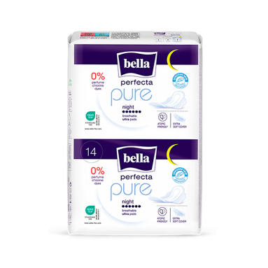 Bella Perfecta Pure Night Feminine Sanitary Pads, 14 Count
