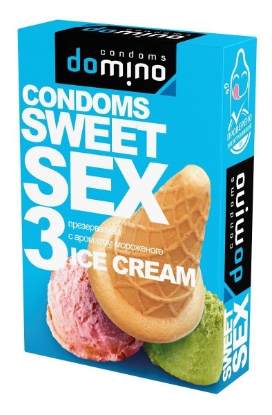 Domino Sweet Sex Oral Condoms with Ice Cream Flavor (3 Pack)