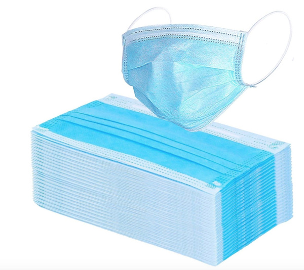 Disposable 3-Ply Face Masks with Nose Wire (50 Count)