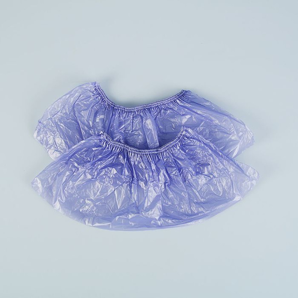 Heavy-Duty Purple Shoe Covers - Double Elastic, 50 Micron, 100 Pair Bulk