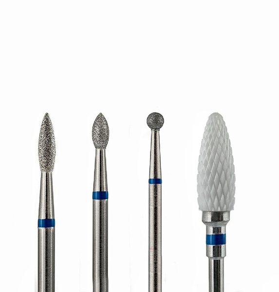4-Piece Medium Grit Nail Drill Bit Set for Electric Manicure & Pedicure (Corn, Flame, Bud, Ball)