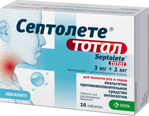 Septolete Total Tablets: 3mg+1mg, 16 Count