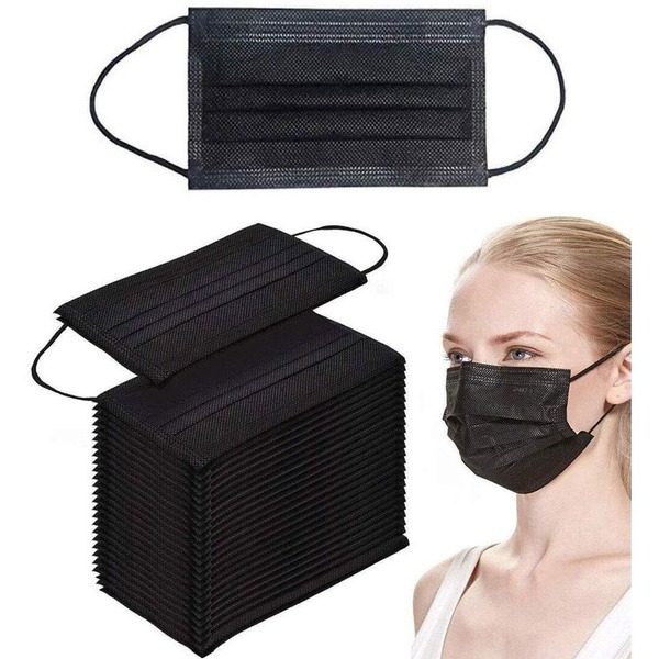 Black Disposable Face Masks (100 Pack)