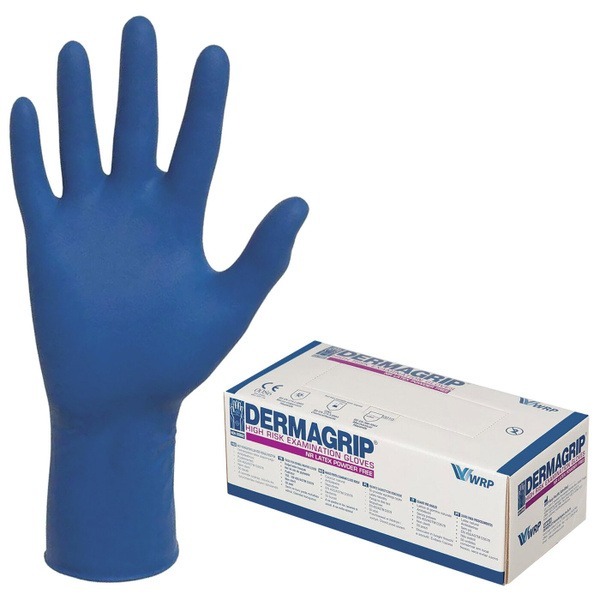 Latex Exam Gloves, 25 Pairs (50 Count), Powder-Free, Heavy Duty, Dermagrip High Risk