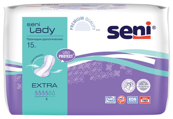 Seni Lady Extra Incontinence Pads for Women (15 Count)
