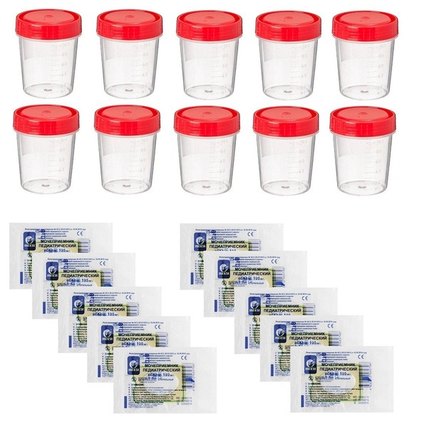 Kids' Medical Specimen Collection Kit (10x 60ml Jars + 10x 100ml Urine Cups)