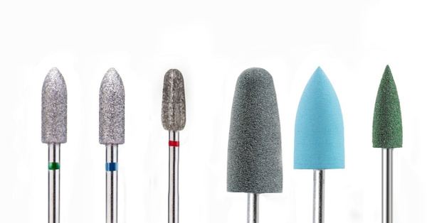 6-Piece Nail Drill Bit Set: Bullet & Kidney Bits, Polishers for Manicure & Pedicure
