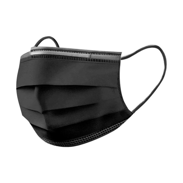 Black Disposable 3-Ply Face Masks (50 Count)