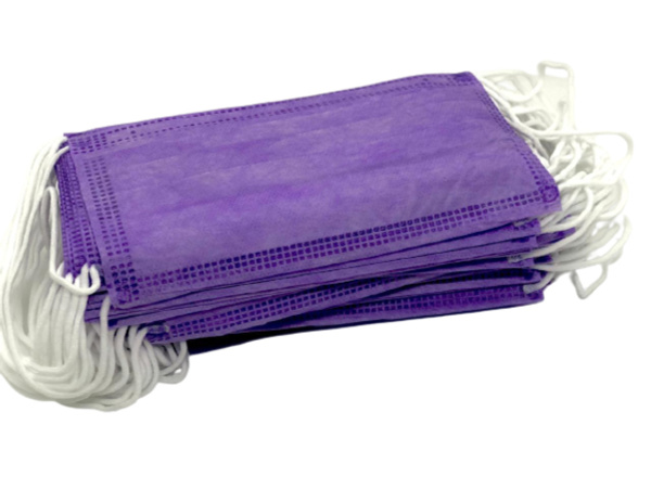 Purple Disposable Face Masks, 4-Ply, 50 Count