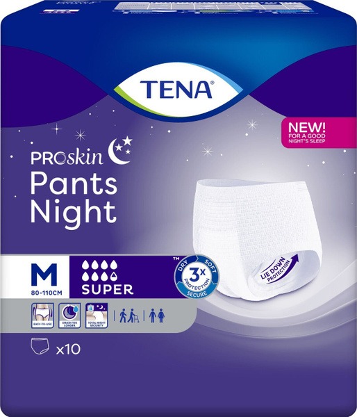Tena Pants Night Super Adult Diapers (M, 10 Count)