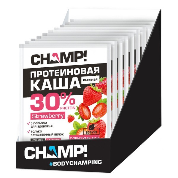 Strawberry Flax Protein Porridge (10 x 40g Sachets) - High Protein, Quick Prep, CoQ10