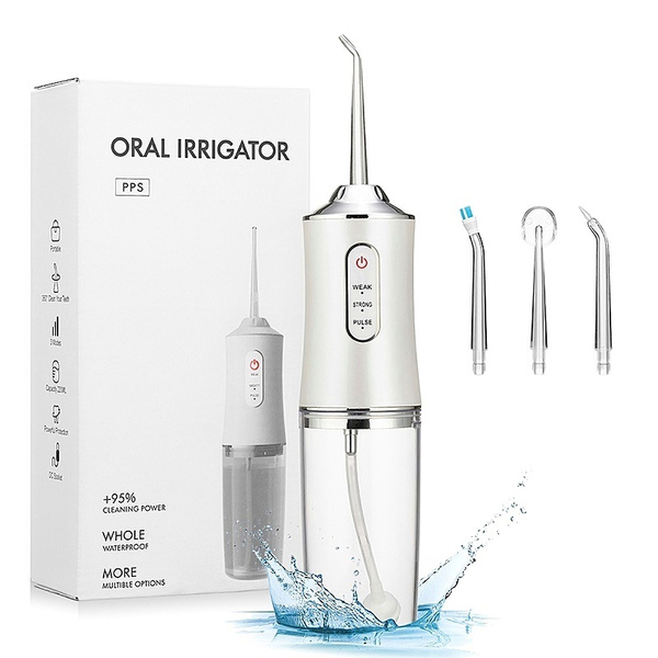 Portable Water Flosser: 4 Nozzles, White
