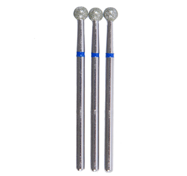 VladMiva Diamond Coated Ball Burrs - 10 Pcs, Blue Ring, 4.0mm Diameter