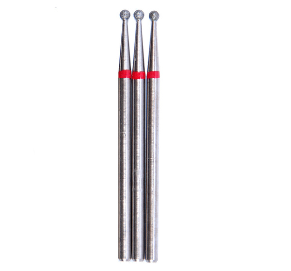 VladMiva Diamond Coated Ball Bur, Red Ring, 1.6mm, 20 pcs - Discounted Item