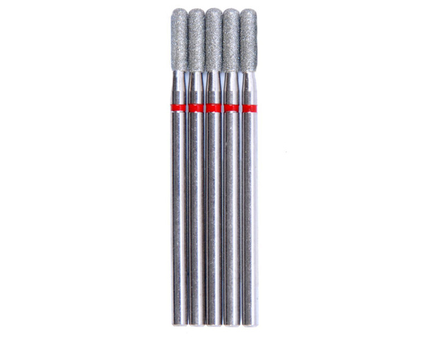 VladMiva: 5pcs 2.5mm Diamond Burr - Elongated Cylinder, Rounded Edge, Red Band