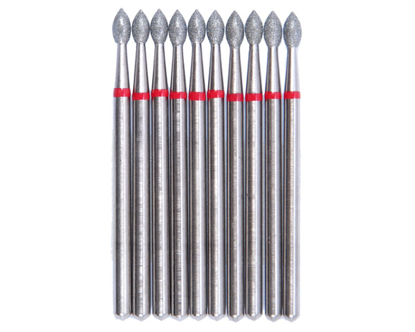 VladMiva Diamond Coated Droplet Bur (Red Ring, 2.5mm) - 10 Pack