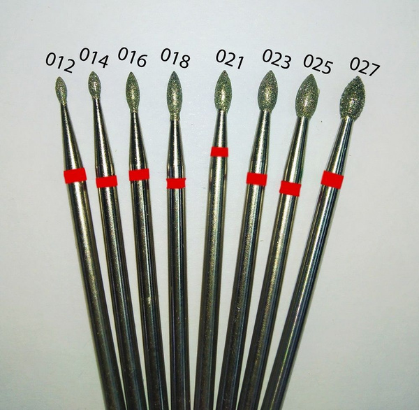 Vladmiva Diamond Burr Bit: 10pcs Drip Shape Red Band, 1.2mm Diameter