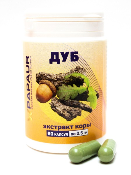 Oak Bark Extract: 100% Water-Soluble, 60 Capsules (1-Month Supply)
