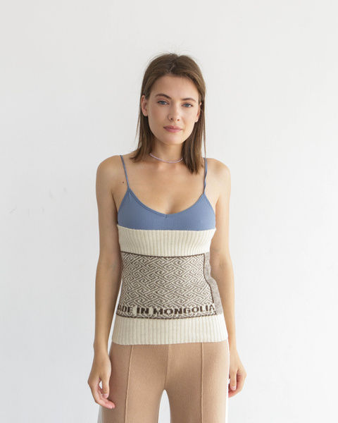 Beige Mongolian Wool Knitted Belt