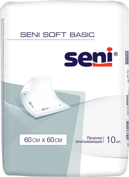 Seni Soft Basic Adult Diapers: 60x60cm, 10 Count