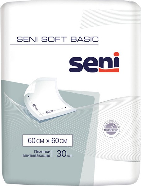 Seni Soft Basic Adult Diapers: 30 Count, 60x60cm