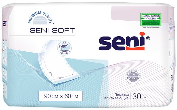 Seni Soft Medical Disposable Absorbent Underpads - 90x60cm, 30 Count