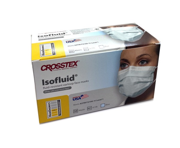 Isofluid Hypoallergenic Disposable Face Masks (50 Count) - Crosstex SSW 70105