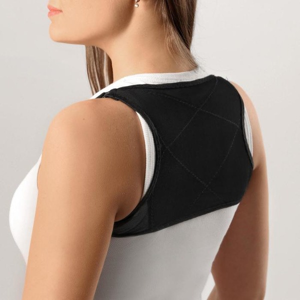 Posture Corrector with Adjustable Straps (Women's M-L, Black)