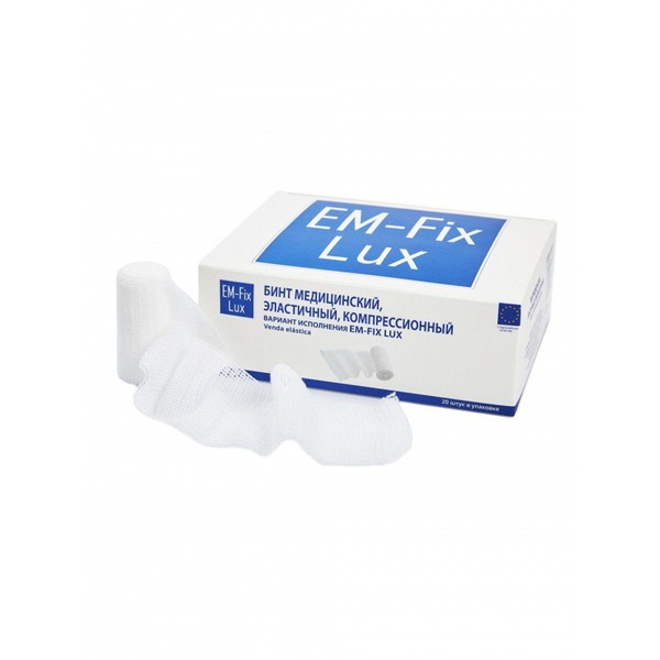 Elastic Compression Bandages 6cm x 4m, White, EM-FIX LUX (20/pack)