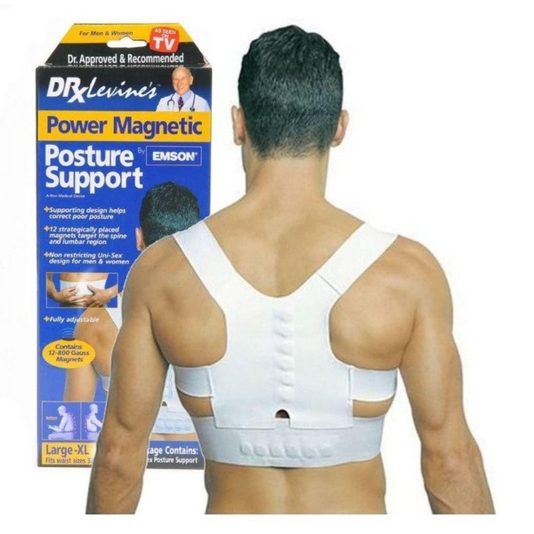 Magnetic Posture Corrector L-XL, White - Improve Posture & Back Health