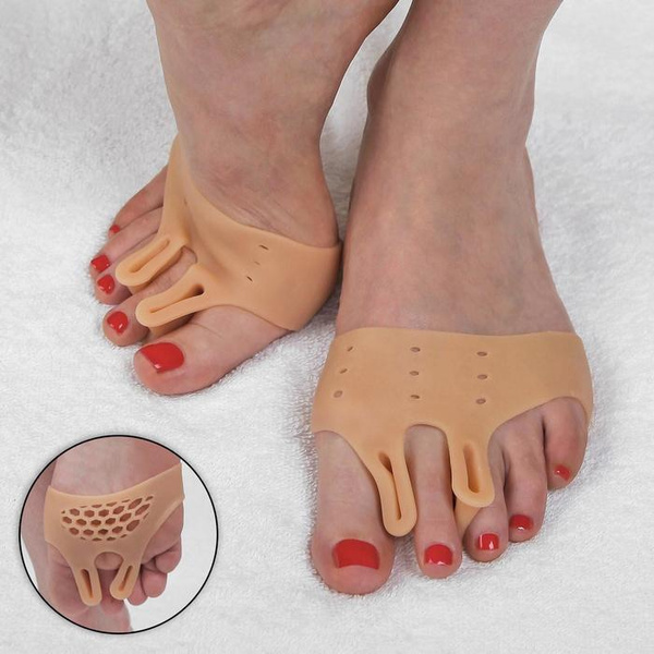 Beige Silicone Toe Separators: Breathable, 2-Piece Set
