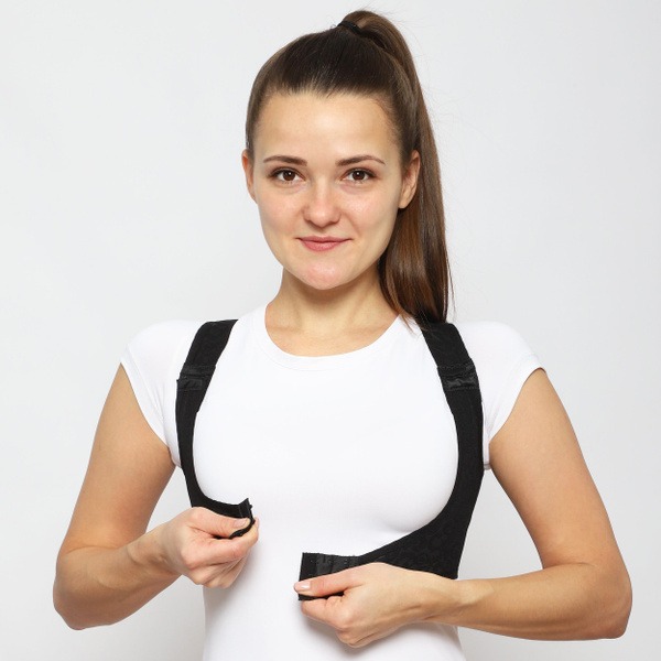 Krait D-130 Posture Corrector: Black (28-30 inch Chest) - Back Support Brace for Improved Posture