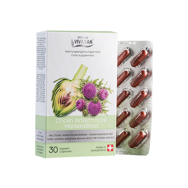 Livasan Liver & Digestion Support: Choline, Artichoke, Milk Thistle - 30 Capsules