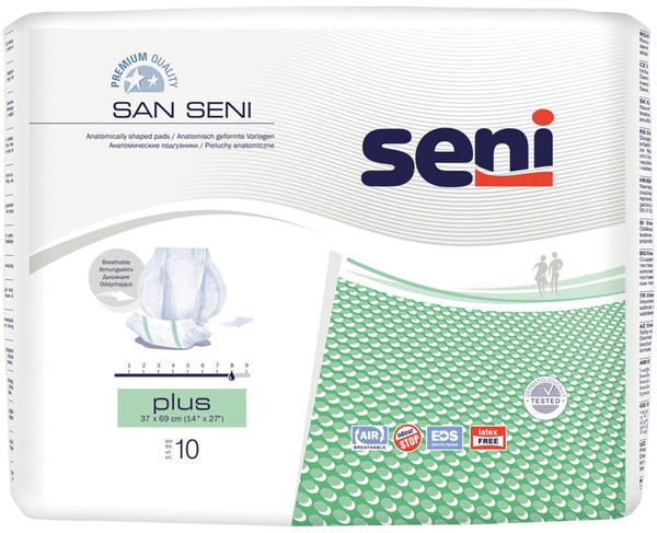 Anatomical Adult Diapers SAN SENI Plus (10 Count)