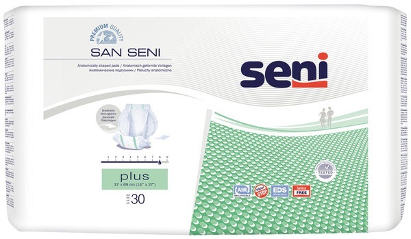 Anatomical Adult Diapers SAN SENI Plus (30 Count)