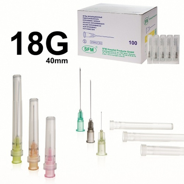 18G (1.2x40mm) SFM Injection Needles - 100/Box